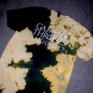 Bleach dye Game of Thrones and chill T-shirt
